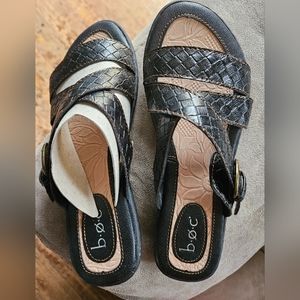 BOC Born Concept Sandals Womens 7M Tacory Cross Strap Slide C35500 Black Leather